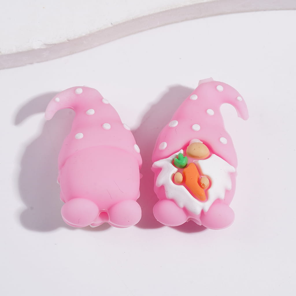 3D Cute Multi-Color Gnome Hold Carrot Silicone Focal Beads