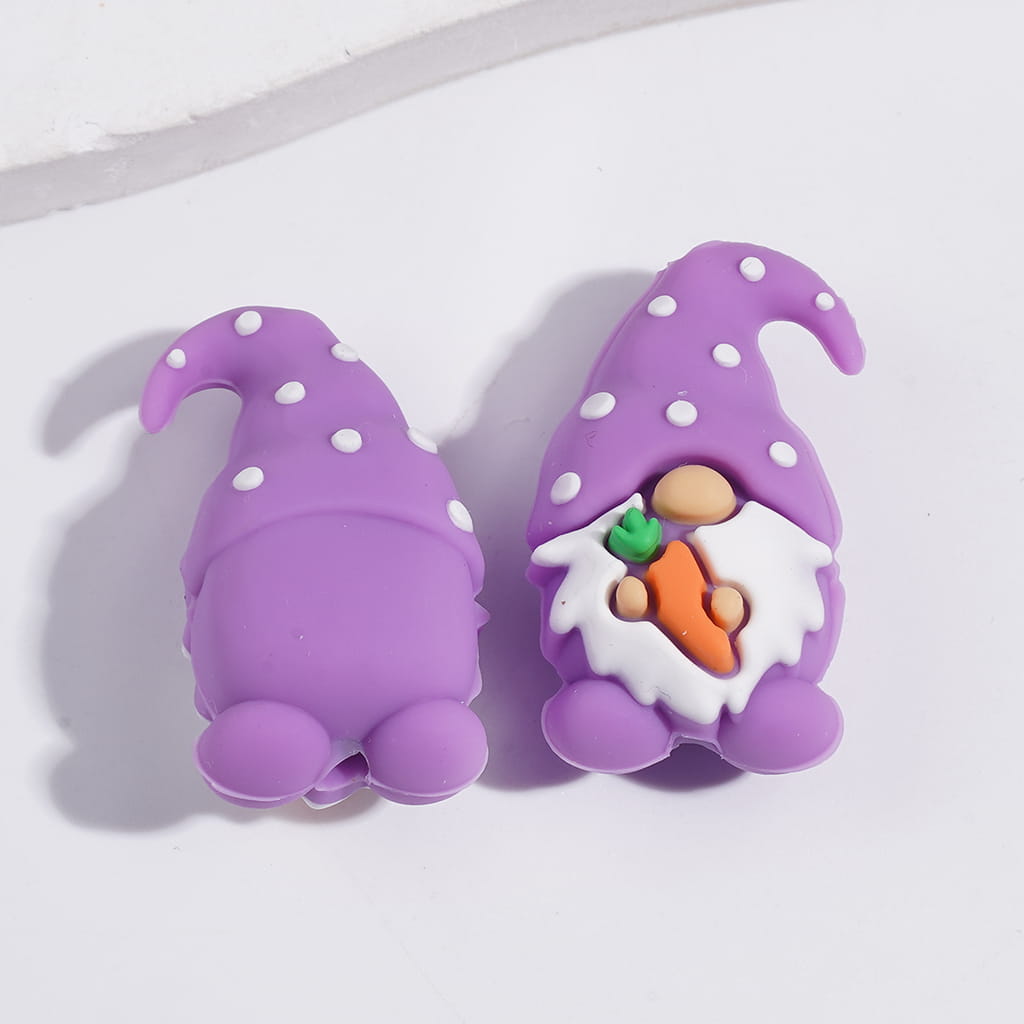 3D Cute Multi-Color Gnome Hold Carrot Silicone Focal Beads