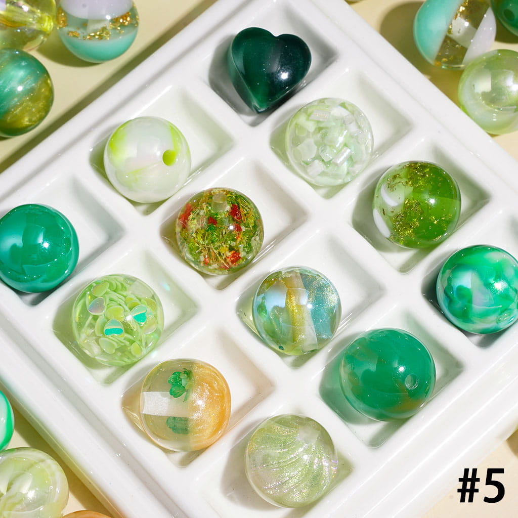 Acrylic Beads with Shiny Sequins Glitter and Flower, 16MM, Various Shapes, Multi-Color