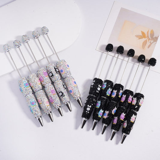 Beadable Clay Pen with Black & AB Rhinestones Cute Owls, Random Mix