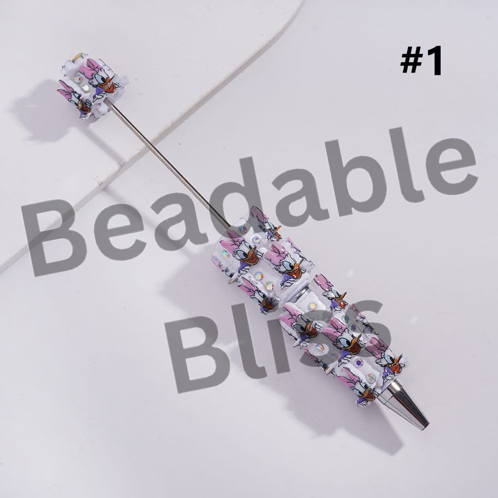 Beadable Clay Pens with Classic Animation Family Animal Character Series and AB Rhinestones