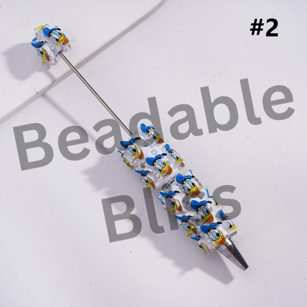 Beadable Clay Pens with Classic Animation Family Animal Character Series and AB Rhinestones