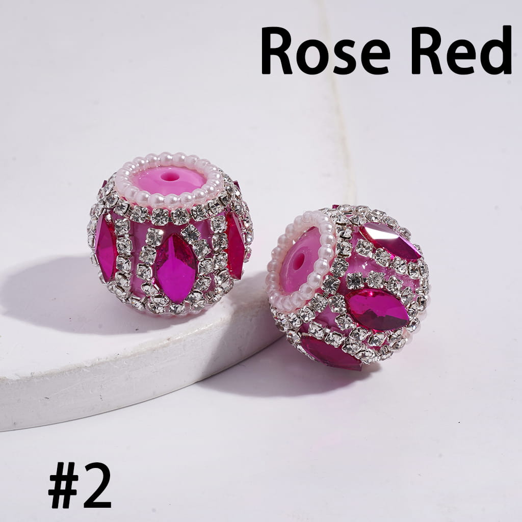 Acrylic Beads with Marquise Cut Rhinestones, Clear Rhinestone and White Pearl Chains, 20MM, Multi-Color