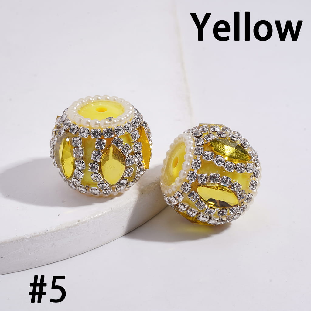 Acrylic Beads with Marquise Cut Rhinestones, Clear Rhinestone and White Pearl Chains, 20MM, Multi-Color