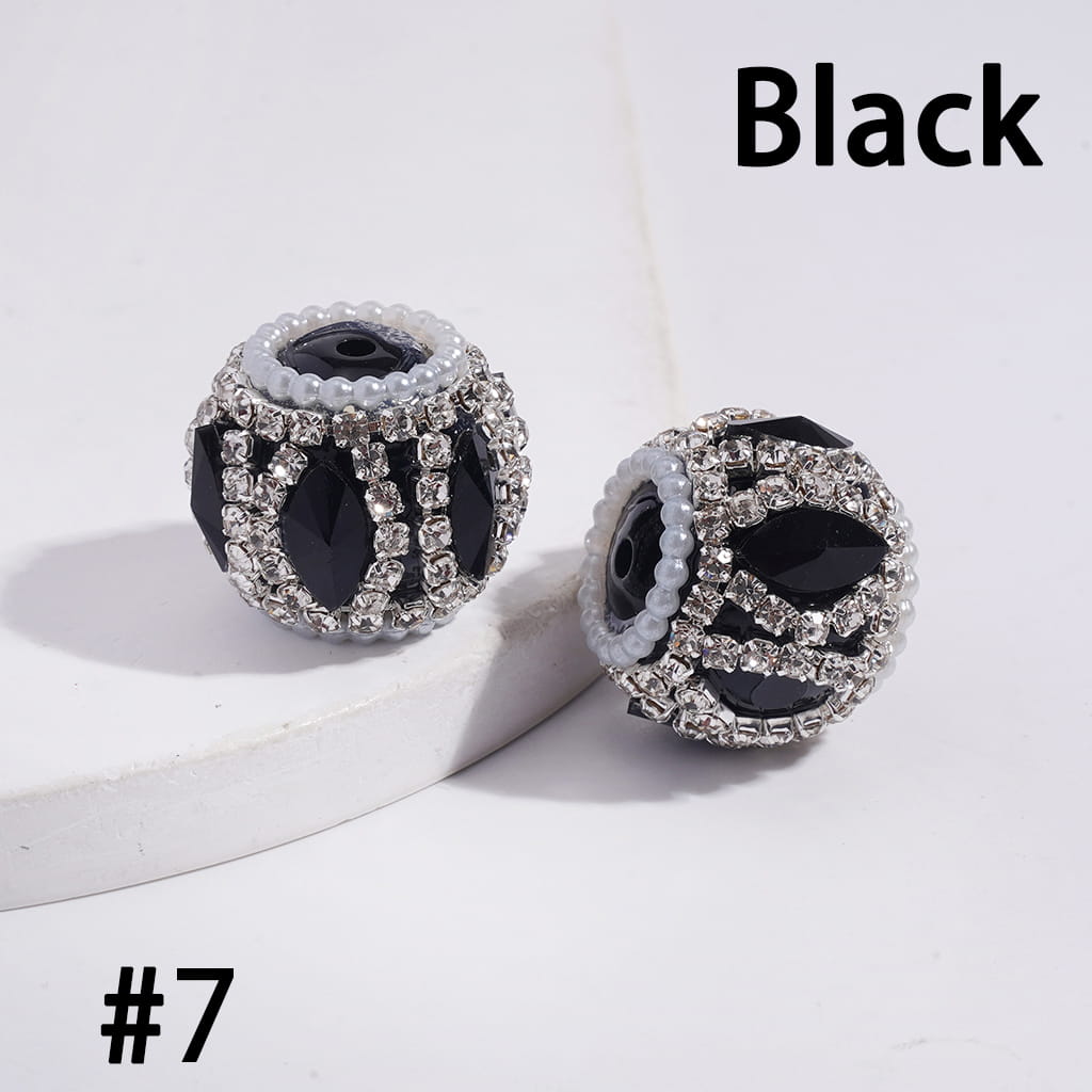 Acrylic Beads with Marquise Cut Rhinestones, Clear Rhinestone and White Pearl Chains, 20MM, Multi-Color