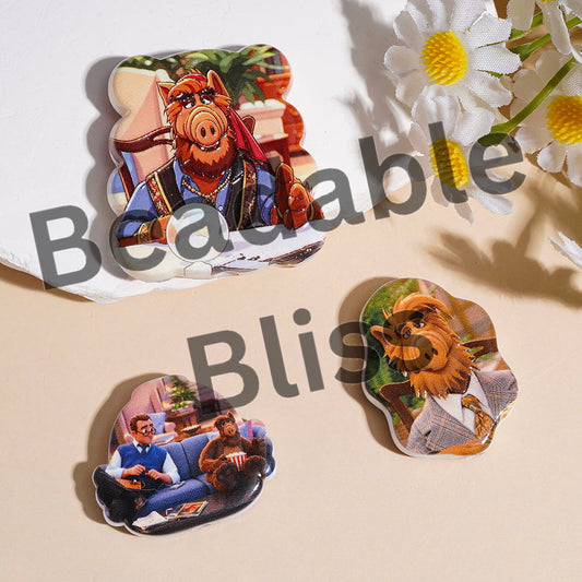 Acrylic Beads and Pendants Alien Pig Creature Character Series, Random Mix