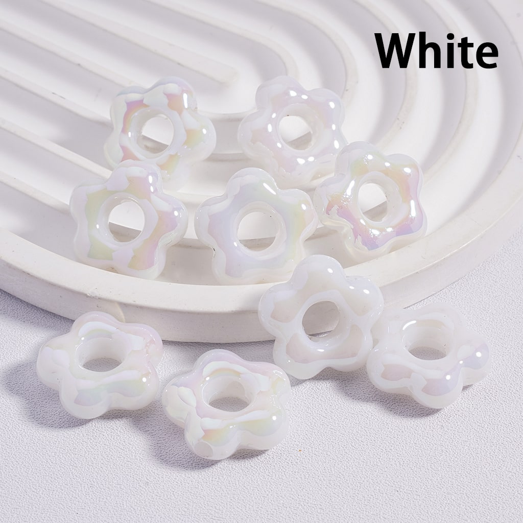 Acrylic Beads UV Coating Cute Plum Blossom Flower with Large Hole Multi-Color 18*18MM (Single Color is available for 200pcs(Whole Bag) Only)