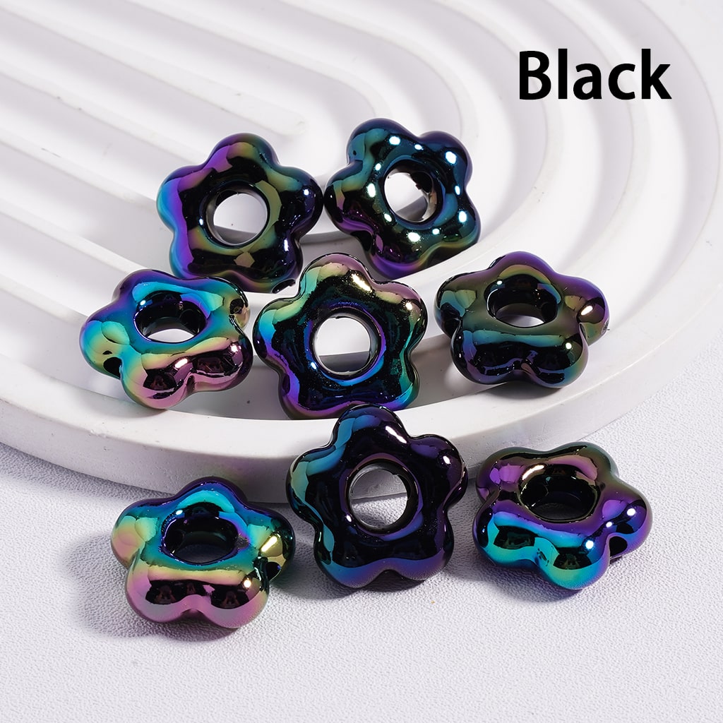 Acrylic Beads UV Coating Cute Plum Blossom Flower with Large Hole Multi-Color 18*18MM (Single Color is available for 200pcs(Whole Bag) Only)