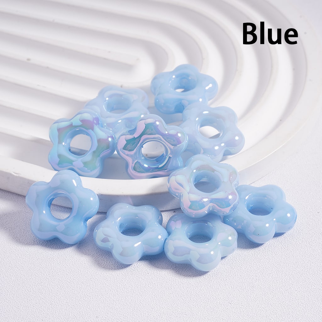 Acrylic Beads UV Coating Cute Plum Blossom Flower with Large Hole Multi-Color 18*18MM (Single Color is available for 200pcs(Whole Bag) Only)