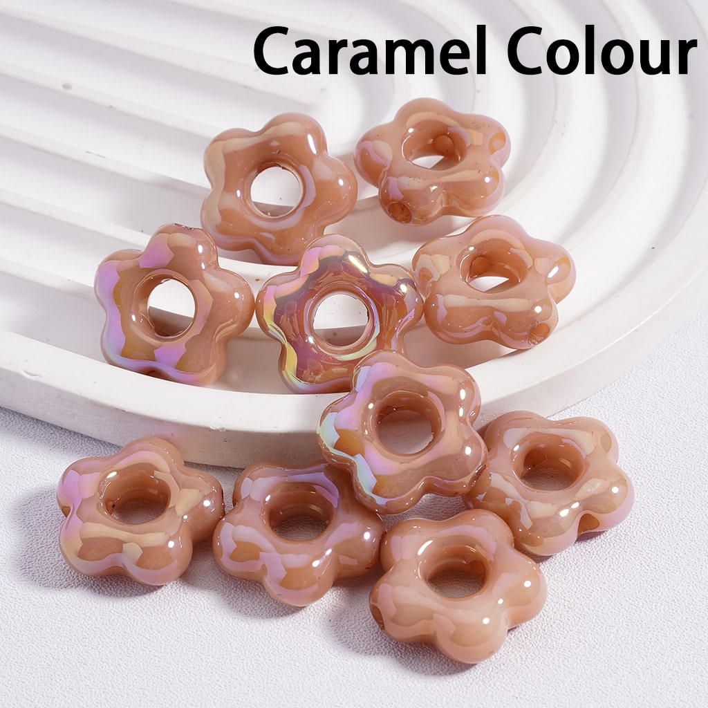 Acrylic Beads UV Coating Cute Plum Blossom Flower with Large Hole Multi-Color 18*18MM (Single Color is available for 200pcs(Whole Bag) Only)