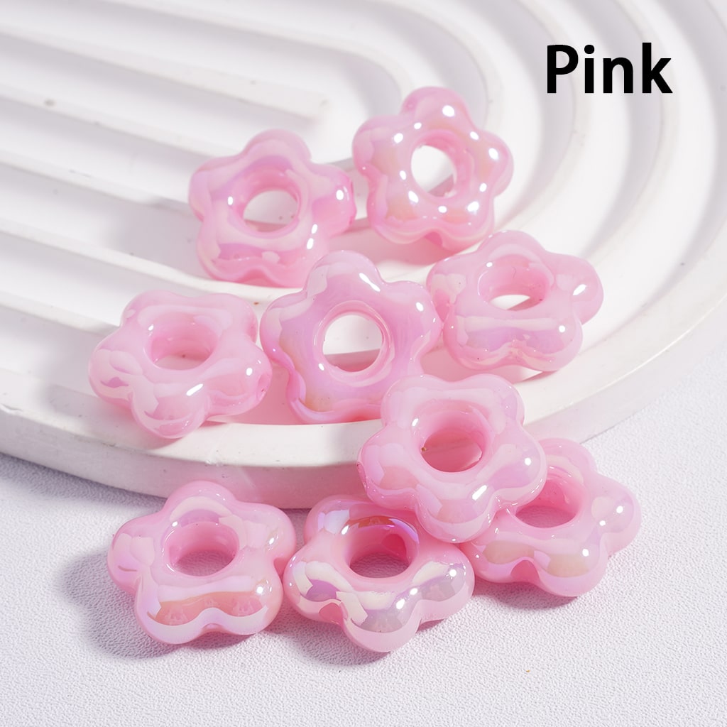 Acrylic Beads UV Coating Cute Plum Blossom Flower with Large Hole Multi-Color 18*18MM (Single Color is available for 200pcs(Whole Bag) Only)