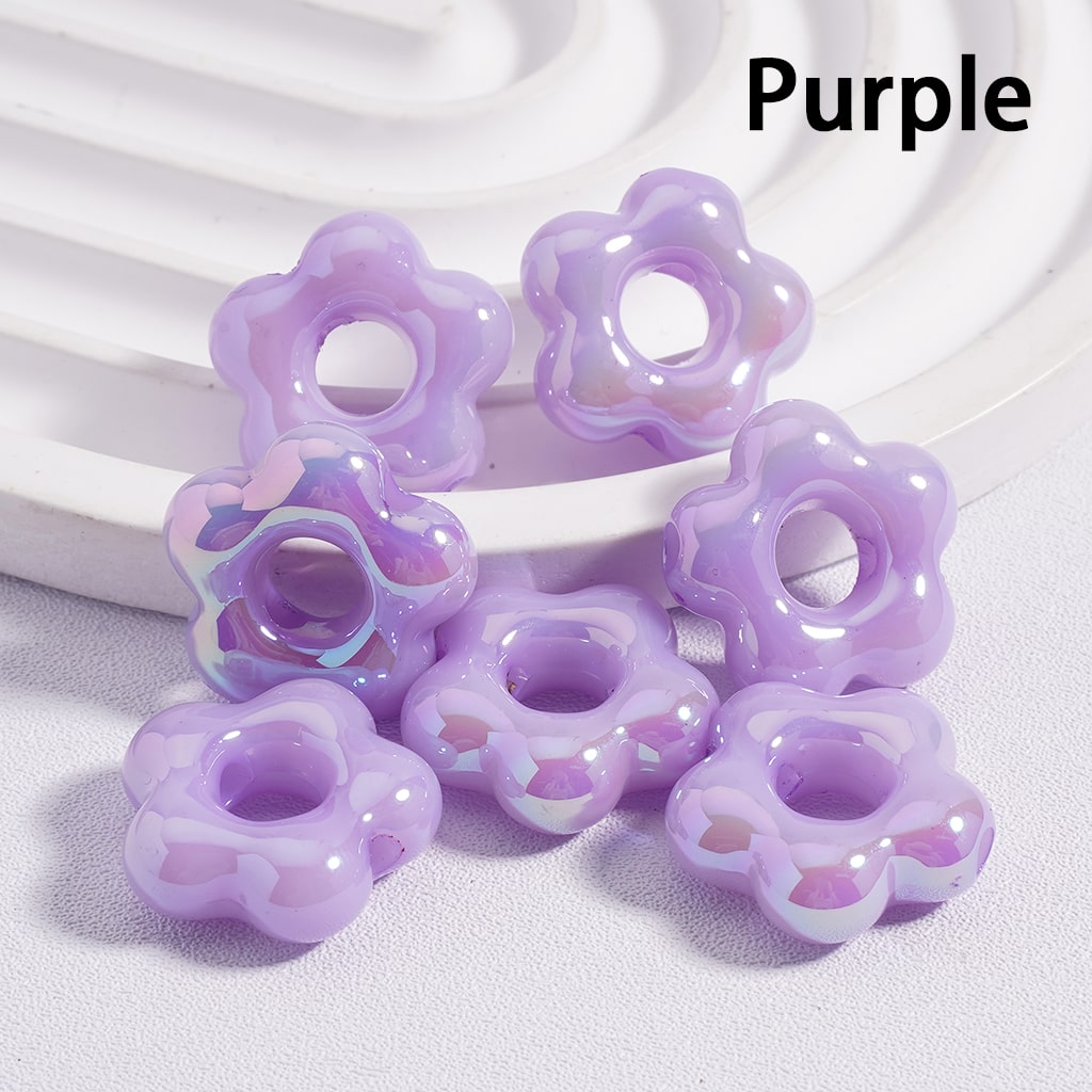 Acrylic Beads UV Coating Cute Plum Blossom Flower with Large Hole Multi-Color 18*18MM (Single Color is available for 200pcs(Whole Bag) Only)