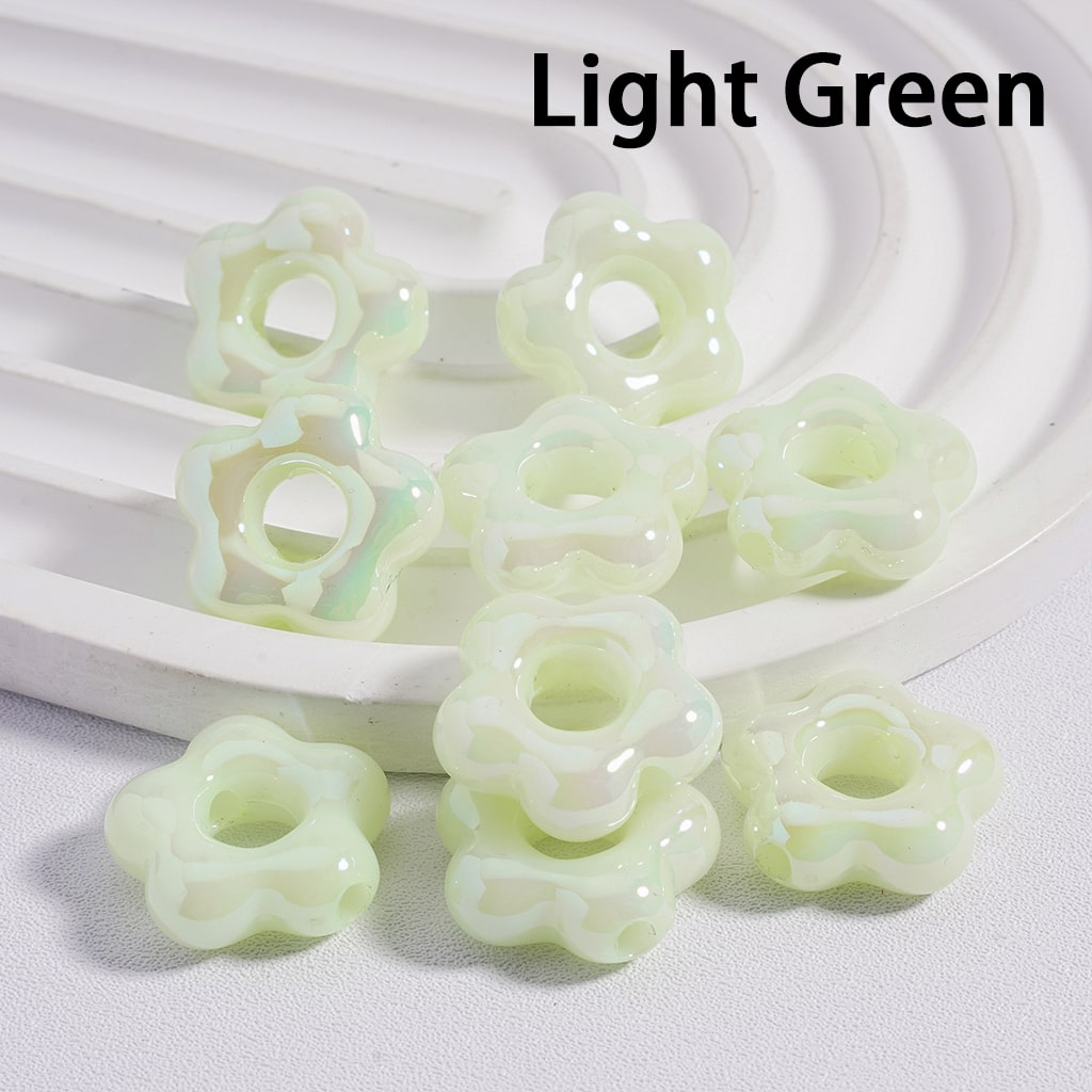 Acrylic Beads UV Coating Cute Plum Blossom Flower with Large Hole Multi-Color 18*18MM (Single Color is available for 200pcs(Whole Bag) Only)