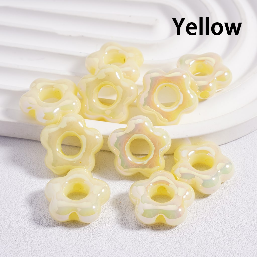 Acrylic Beads UV Coating Cute Plum Blossom Flower with Large Hole Multi-Color 18*18MM (Single Color is available for 200pcs(Whole Bag) Only)