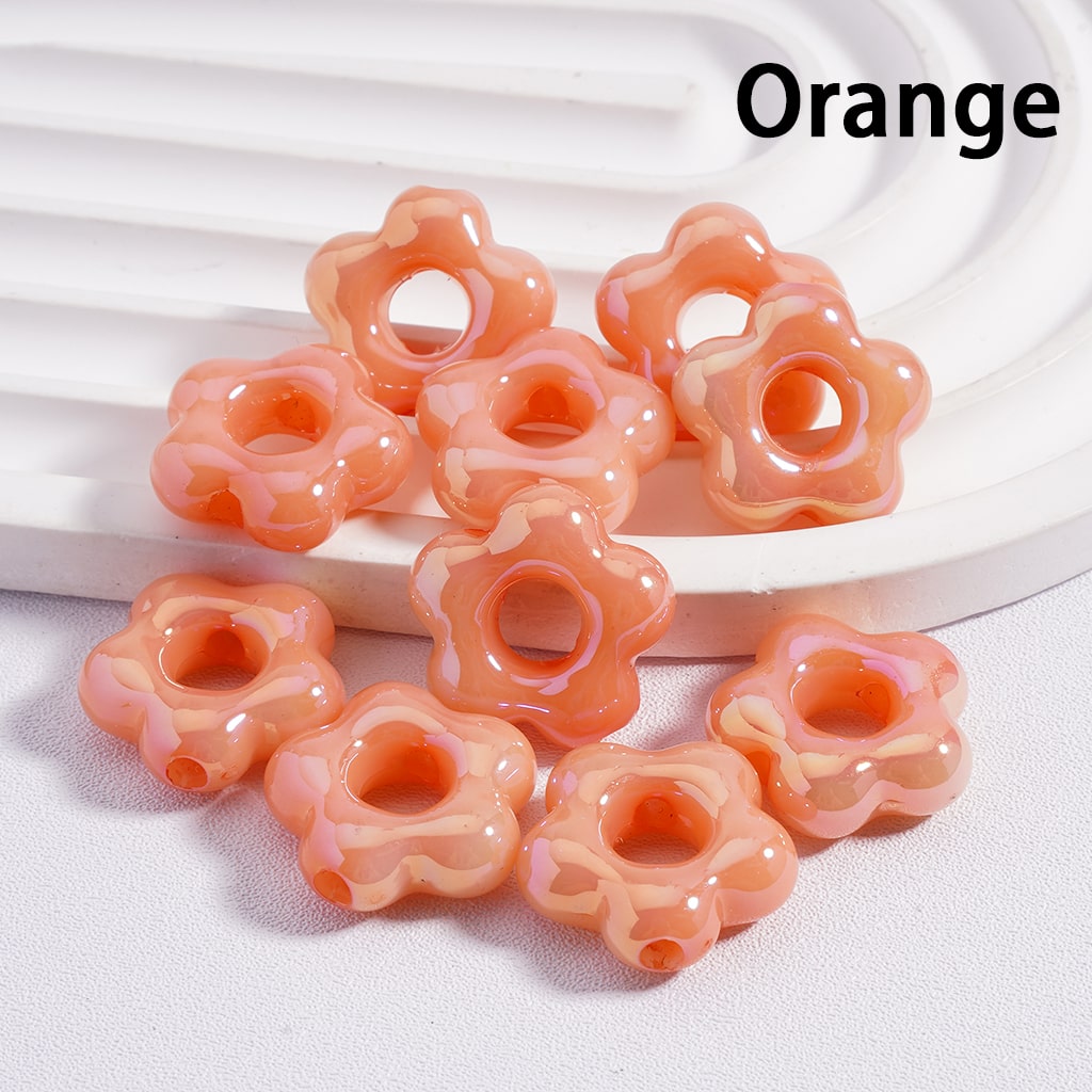 Acrylic Beads UV Coating Cute Plum Blossom Flower with Large Hole Multi-Color 18*18MM (Single Color is available for 200pcs(Whole Bag) Only)