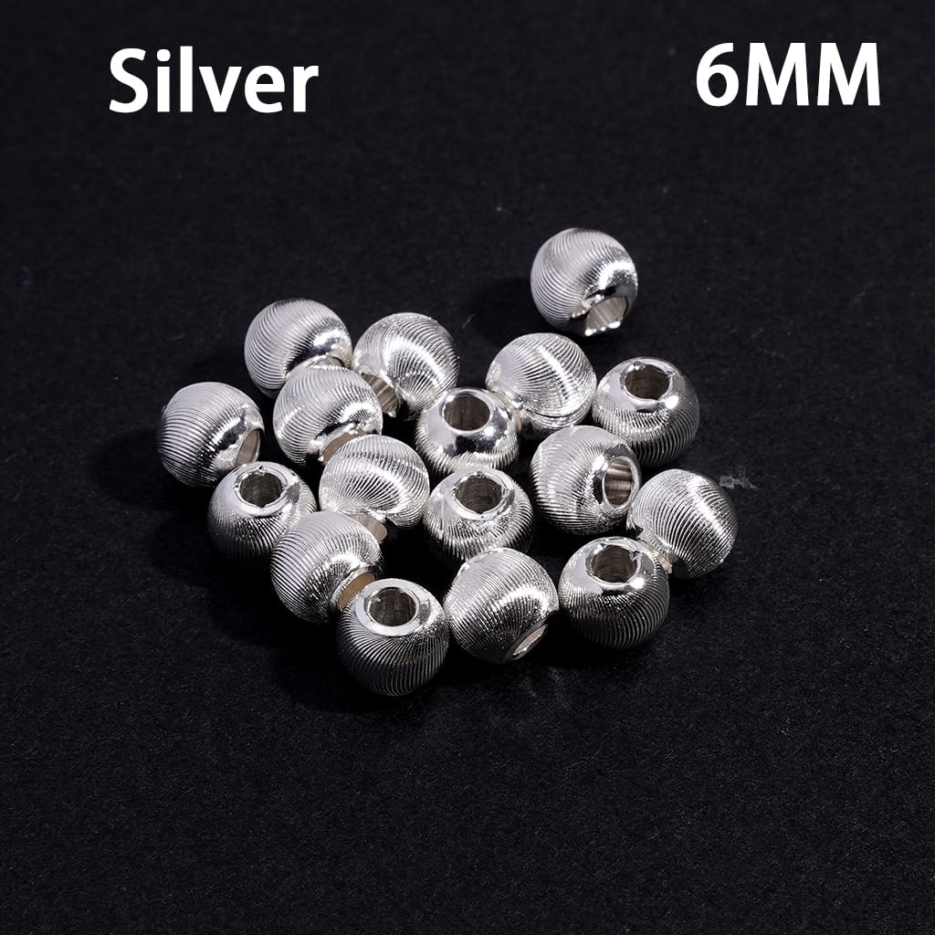 Alloy Round Drum Beads with Annular Thread Texture, 6MM, Gold and Silver