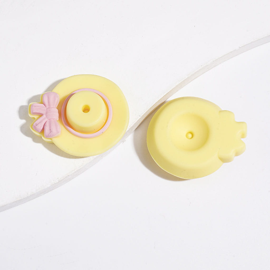 3D Cute Hats Caps with Bowtie Silicone Focal Beads, Multi-Color