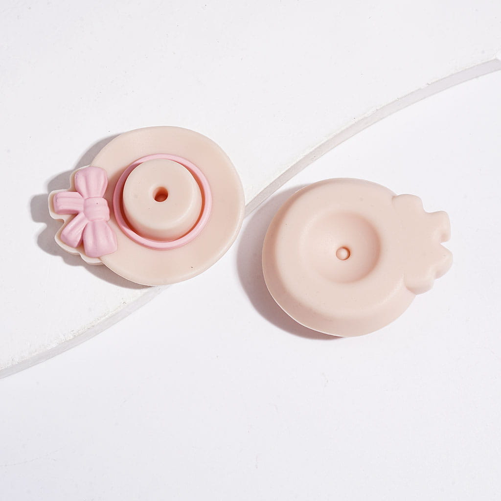 3D Cute Hats Caps with Bowtie Silicone Focal Beads, Multi-Color