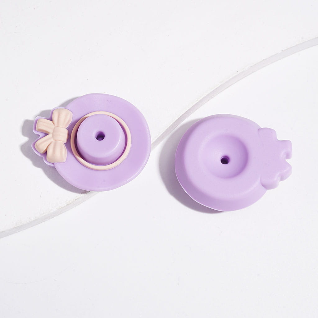 3D Cute Hats Caps with Bowtie Silicone Focal Beads, Multi-Color