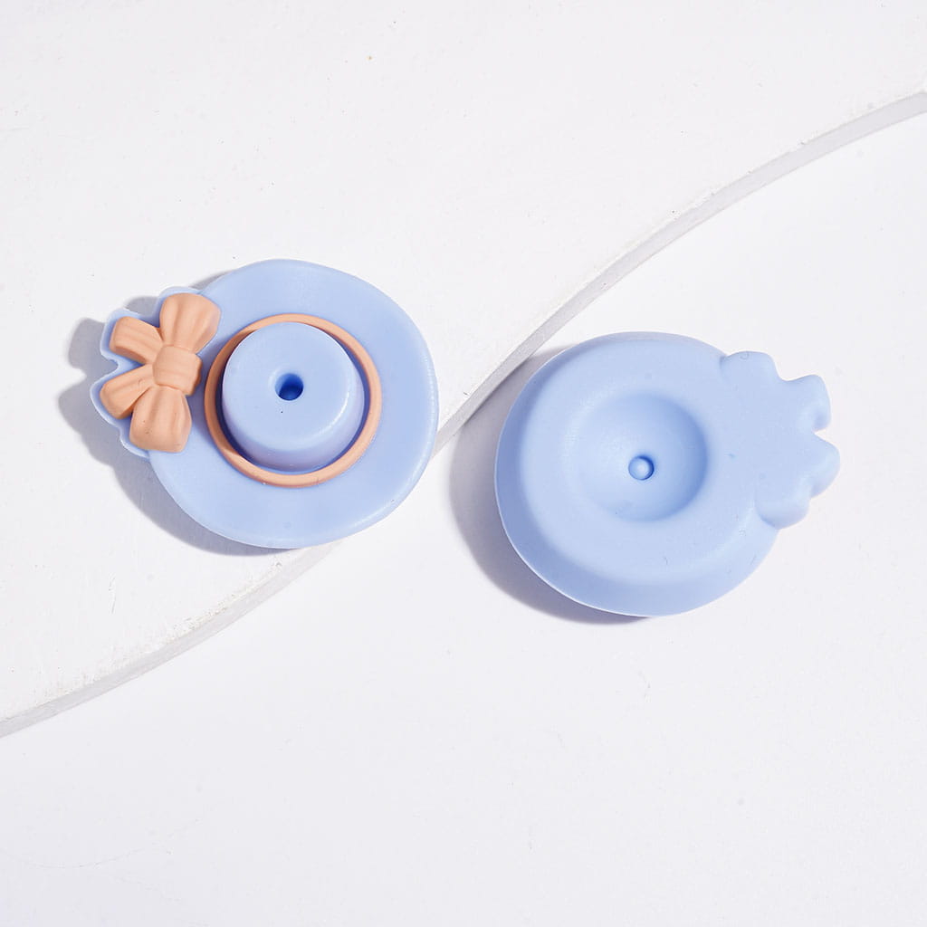 3D Cute Hats Caps with Bowtie Silicone Focal Beads, Multi-Color