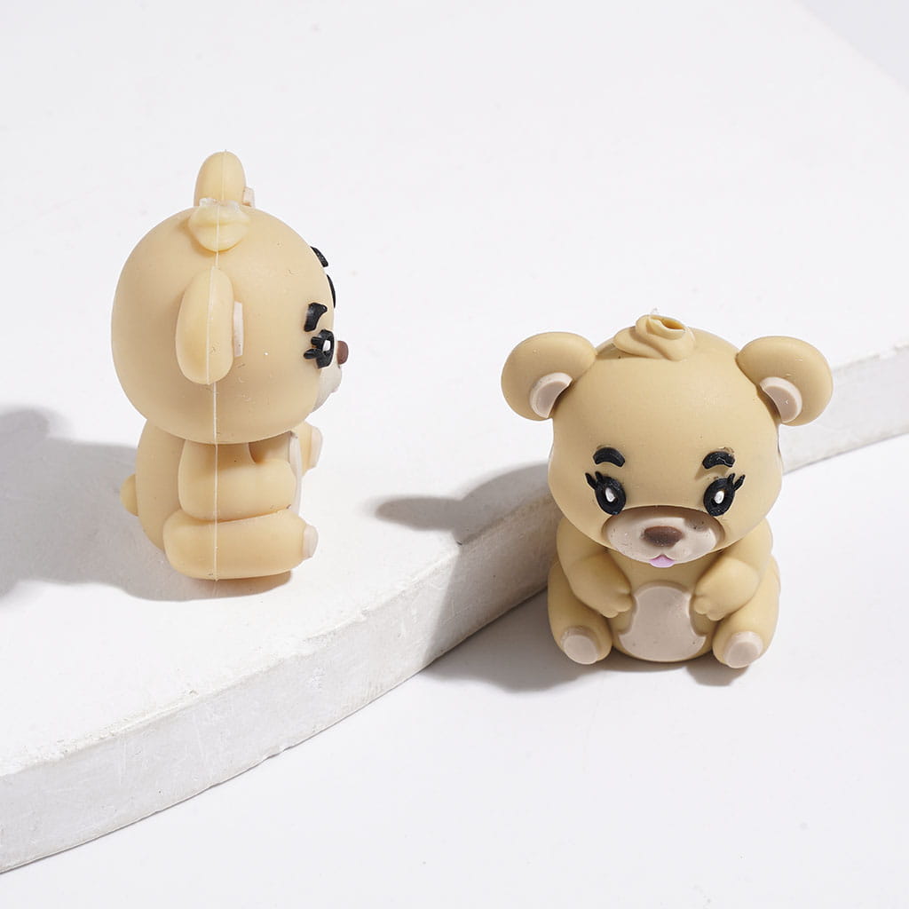 3D Cute Adorable Bears Silicone Focal Beads, Multi-Color