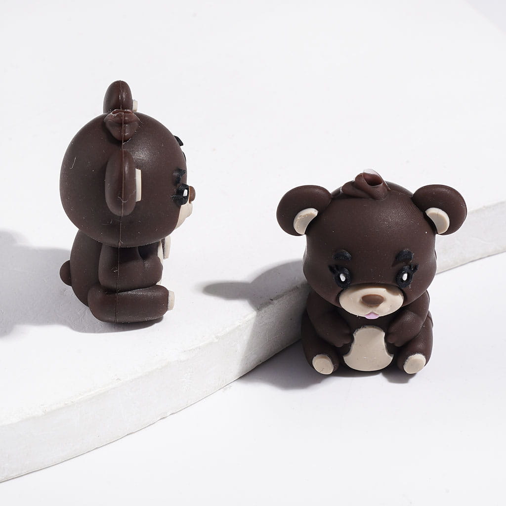 3D Cute Adorable Bears Silicone Focal Beads, Multi-Color