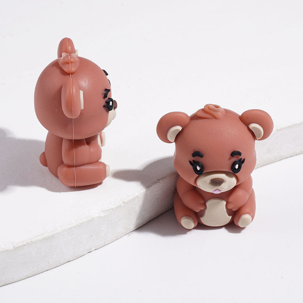 3D Cute Adorable Bears Silicone Focal Beads, Multi-Color