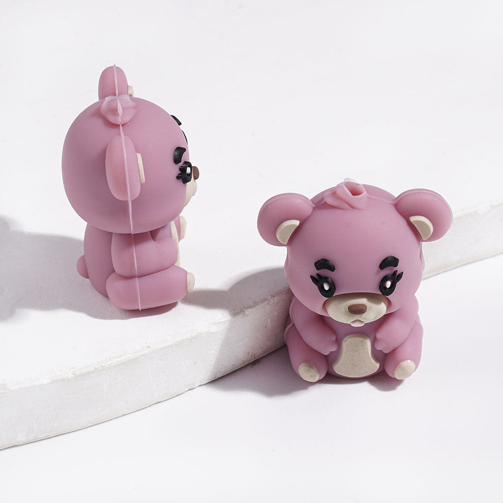 3D Cute Adorable Bears Silicone Focal Beads, Multi-Color