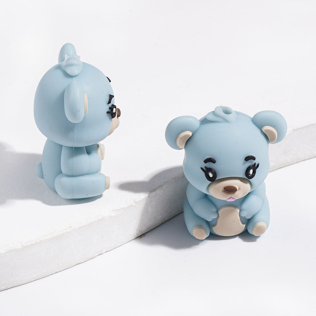 3D Cute Adorable Bears Silicone Focal Beads, Multi-Color