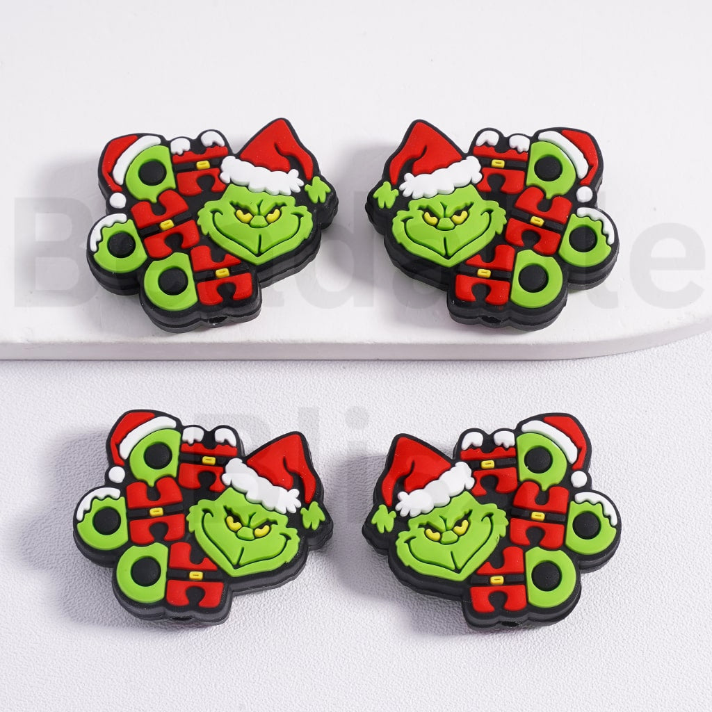 Silicone Focal Beads Christmas Green Monster Grinc Series