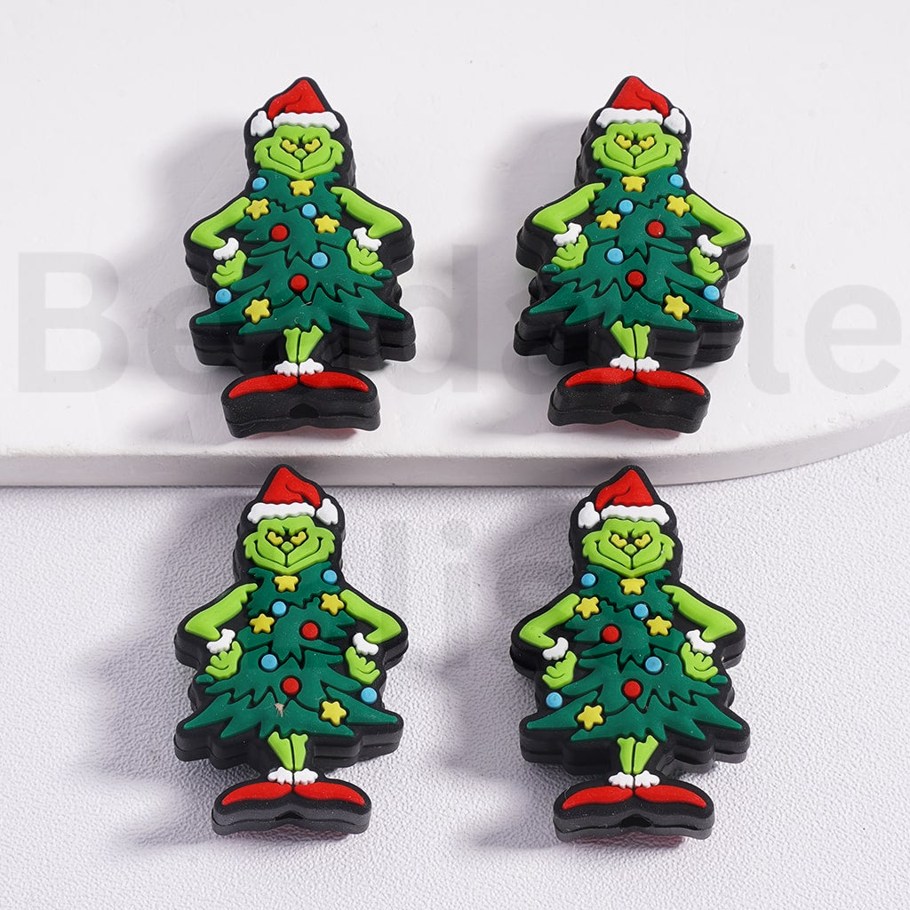 Silicone Focal Beads Christmas Green Monster Grinc Series