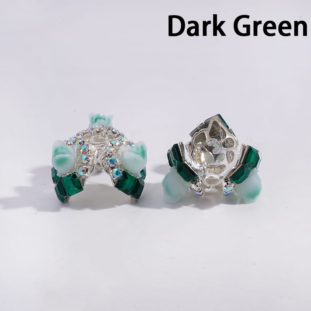 Alloy Bead Cages with Tulip Flowers Square AB Rhinestones, Bead Cap, Multi-Color (They Fit 14MM Beads)