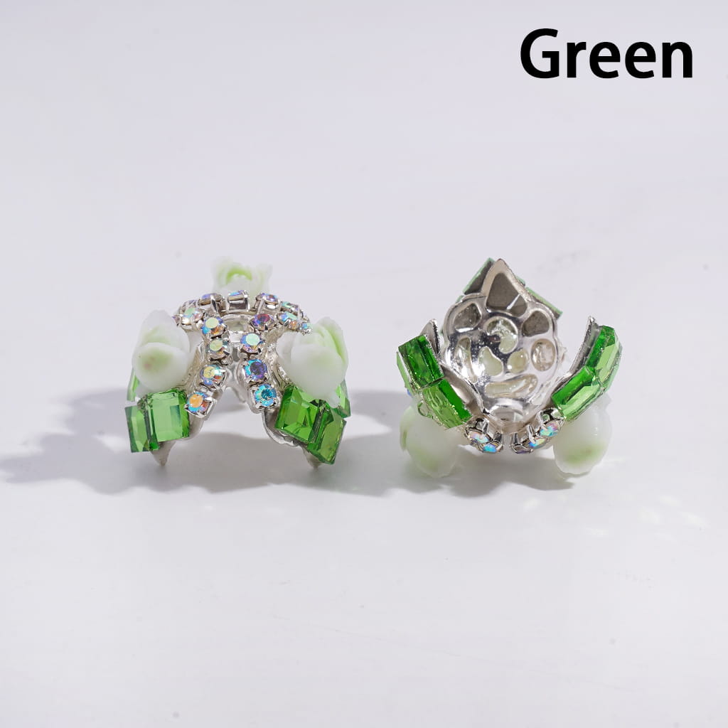 Alloy Bead Cages with Tulip Flowers Square AB Rhinestones, Bead Cap, Multi-Color (They Fit 14MM Beads)