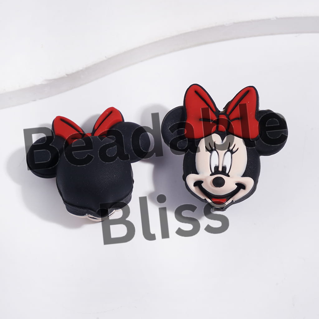 Cute Mouse Head Girl and Boy Mouse Animated Treasures Silicone Focal Beads
