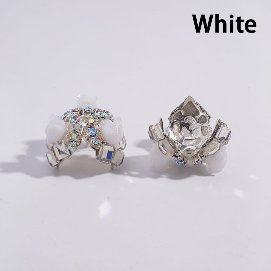 Alloy Bead Cages with Tulip Flowers Square AB Rhinestones, Bead Cap, Multi-Color (They Fit 14MM Beads)