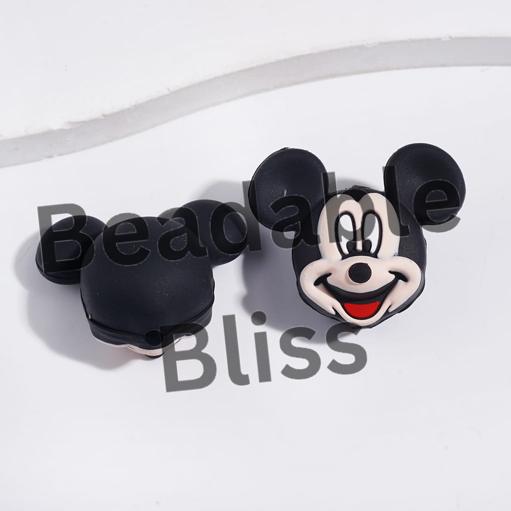 Cute Mouse Head Girl and Boy Mouse Animated Treasures Silicone Focal Beads