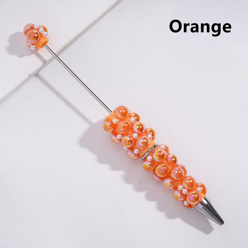 Beadable Pens with UV Coating Half-Shell Pearls and Small White Pearls, Multi-Color (No Rose Red Pen in Random Mix)