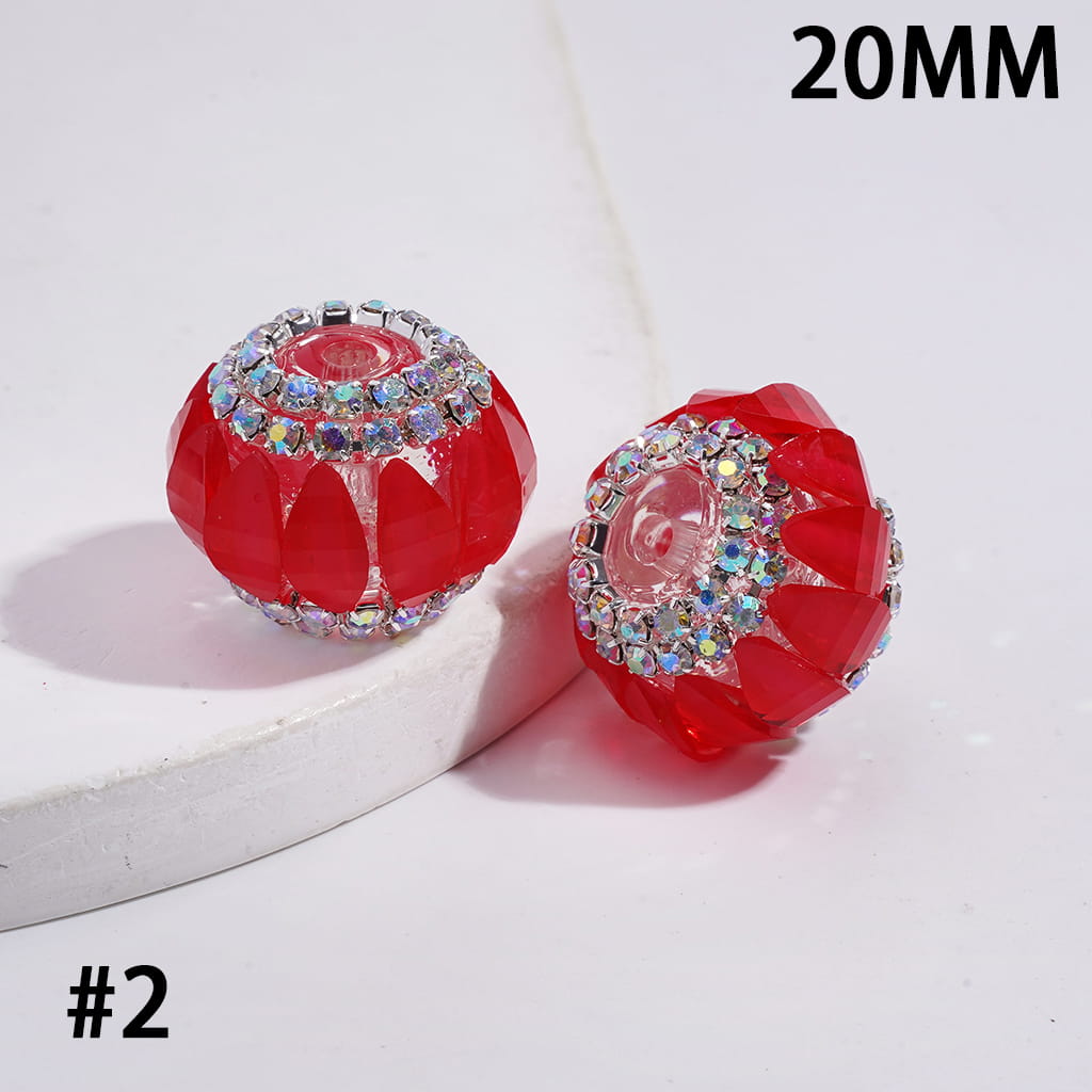 Acrylic Pumpkin Beads with AB Rhinestone Chains on Clear Background, Halloween Theme, 20MM, Fluorescence Color