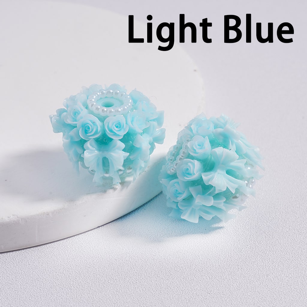 Acrylic Beads Luminous Cute Bowknots Rose Flowers White Pearls Loops Multi-Color 24MM