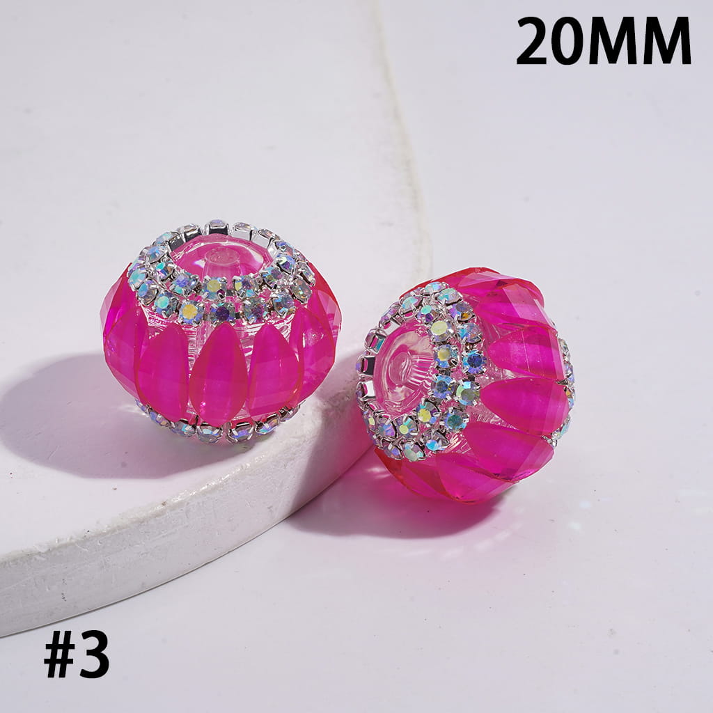 Acrylic Pumpkin Beads with AB Rhinestone Chains on Clear Background, Halloween Theme, 20MM, Fluorescence Color