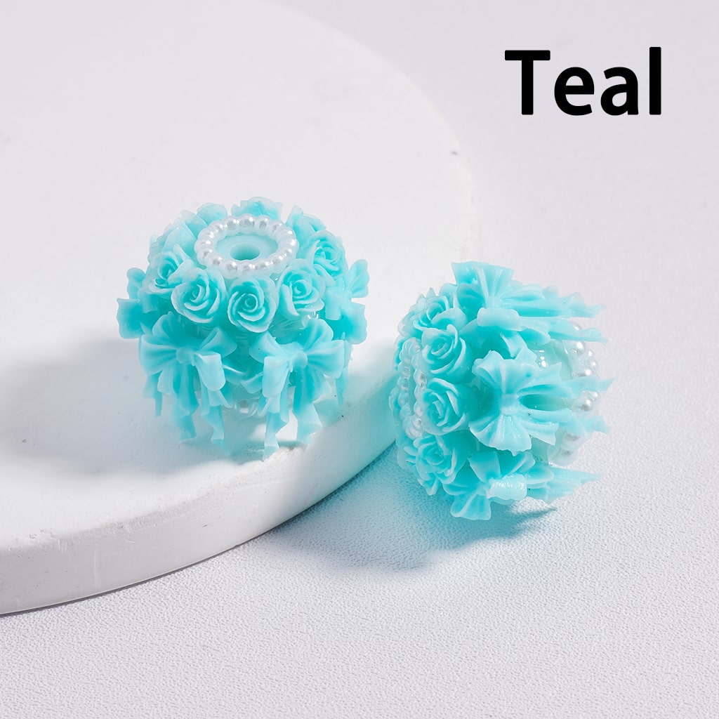 Acrylic Beads Luminous Cute Bowknots Rose Flowers White Pearls Loops Multi-Color 24MM