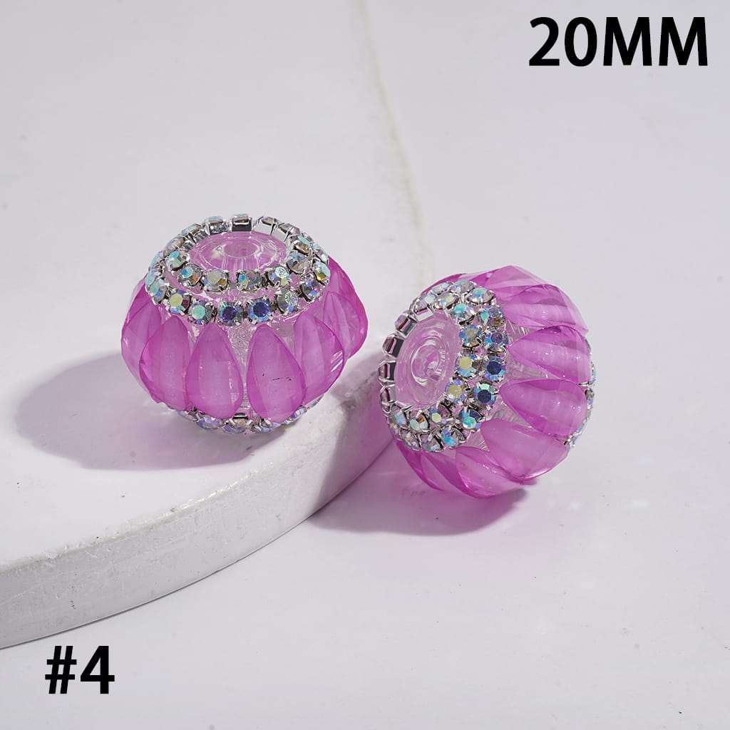 Acrylic Pumpkin Beads with AB Rhinestone Chains on Clear Background, Halloween Theme, 20MM, Fluorescence Color