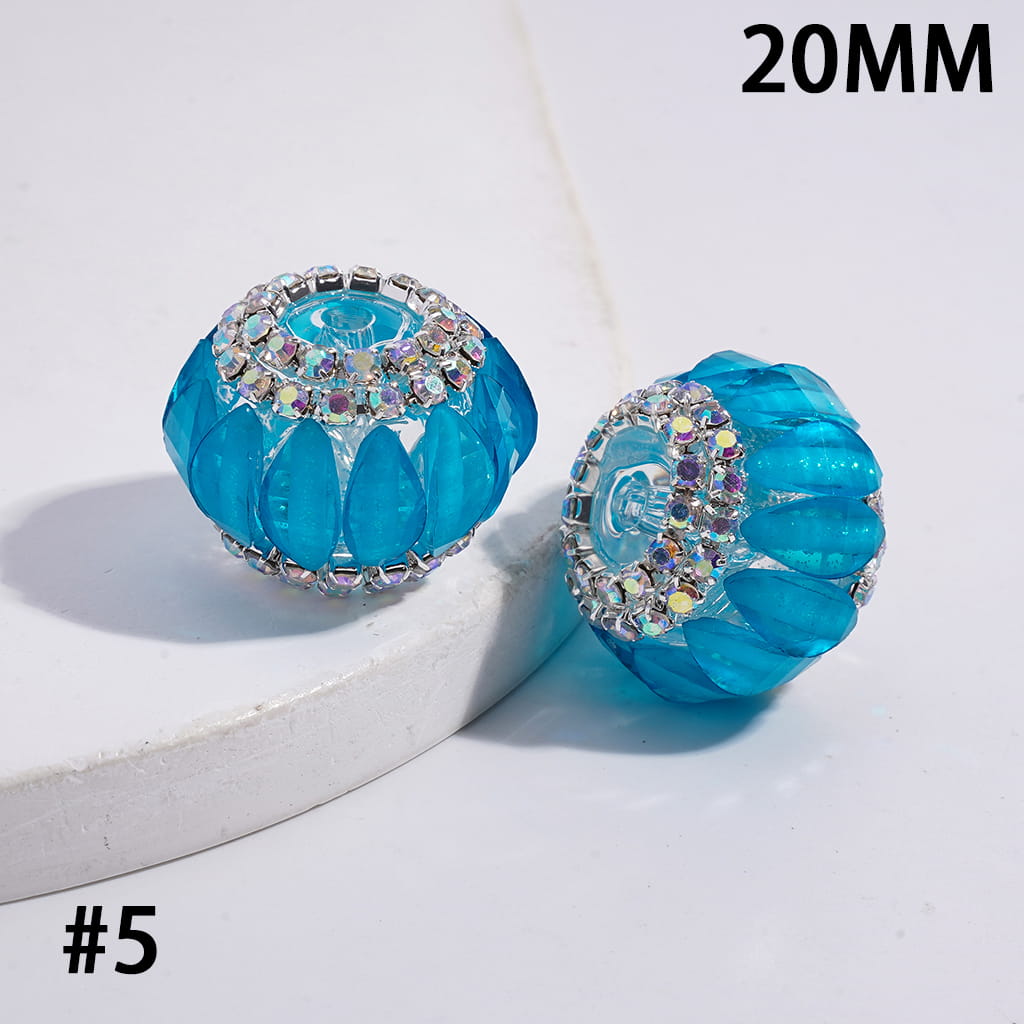 Acrylic Pumpkin Beads with AB Rhinestone Chains on Clear Background, Halloween Theme, 20MM, Fluorescence Color
