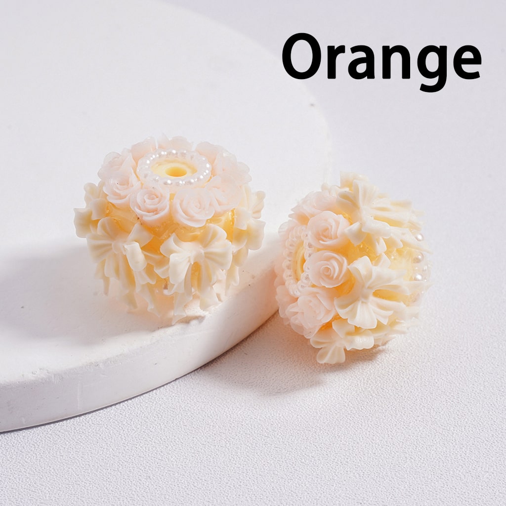 Acrylic Beads Luminous Cute Bowknots Rose Flowers White Pearls Loops Multi-Color 24MM