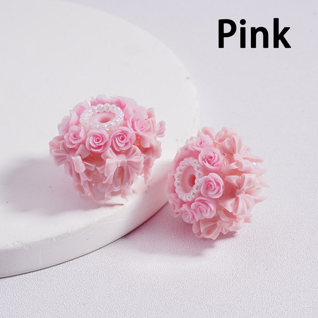 Acrylic Beads Luminous Cute Bowknots Rose Flowers White Pearls Loops Multi-Color 24MM