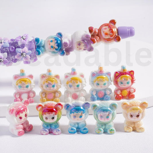 Acrylic Beads UV Coating Cute Baby Pop Mar Multi-Color, Random Mix