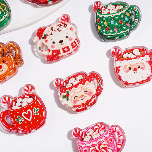 Semi-Clear Acrylic Beads and Pendants with Christmas Theme Cup, Random Mix