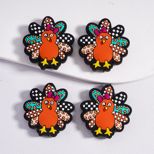 Silicone Focal Beads Cute Turkey Thanksgiving Day