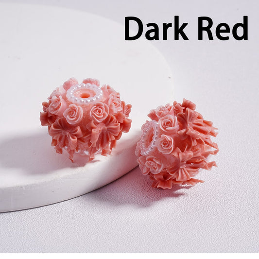 Two dark red flower-shaped objects on a white background with 'Dark Red' text above.


