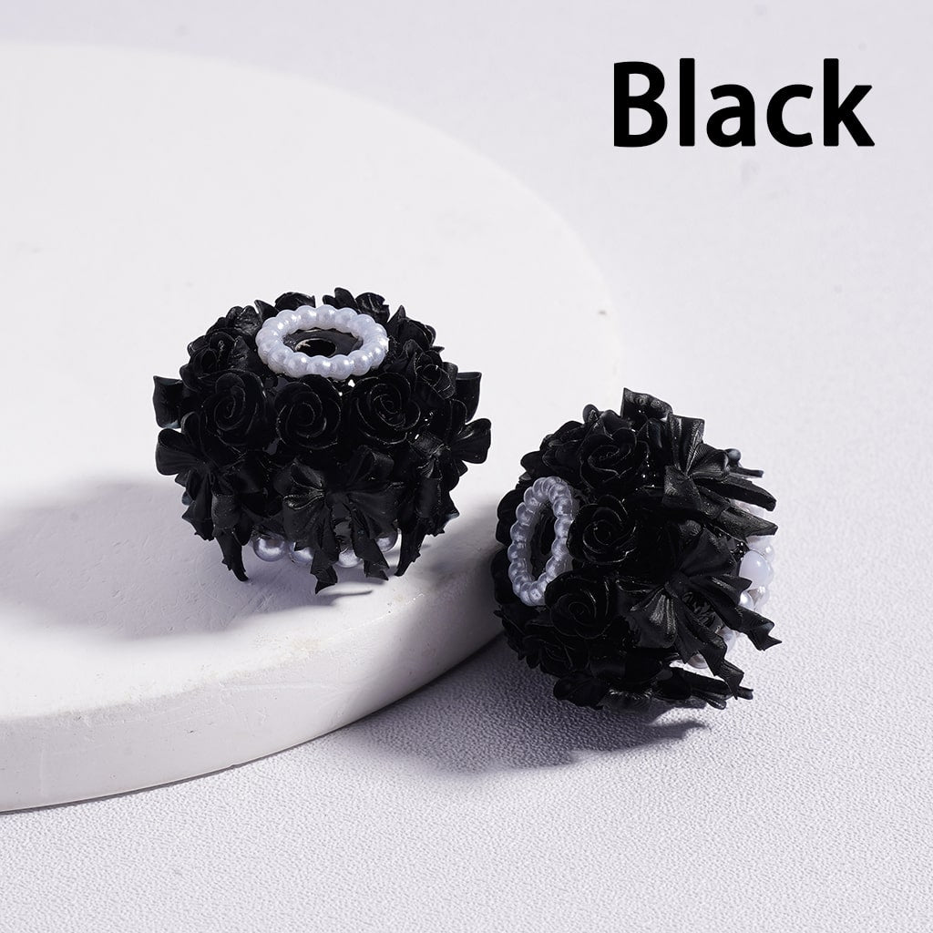 Acrylic Beads Luminous Cute Bowknots Rose Flowers White Pearls Loops Multi-Color 24MM